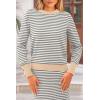 imagePRETTYGARDEN Womens 2 Piece Striped Sweater Sets Fall Long Sleeve Knit Pullover Pencil Skirts Matching Travel OutfitsGrey Stripe