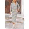 imagePRETTYGARDEN Womens 2 Piece Striped Sweater Sets Fall Long Sleeve Knit Pullover Pencil Skirts Matching Travel OutfitsGrey Stripe