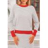 imagePRETTYGARDEN Womens 2 Piece Striped Sweater Sets Fall Long Sleeve Knit Pullover Pencil Skirts Matching Travel OutfitsLight Grey Stripe