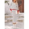 imagePRETTYGARDEN Womens 2 Piece Striped Sweater Sets Fall Long Sleeve Knit Pullover Pencil Skirts Matching Travel OutfitsLight Grey Stripe