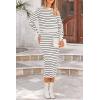 imagePRETTYGARDEN Womens 2 Piece Striped Sweater Sets Fall Long Sleeve Knit Pullover Pencil Skirts Matching Travel OutfitsWhite Stripe