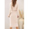 imagePRETTYGARDEN Womens 2024 Fall 2 Piece Outfits Track Suits Long Sleeve Crop Tops Bodycon Midi Skirt Slit Dress Matching SetsApricot