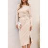 imagePRETTYGARDEN Womens 2024 Fall 2 Piece Outfits Track Suits Long Sleeve Crop Tops Bodycon Midi Skirt Slit Dress Matching SetsApricot