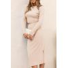 imagePRETTYGARDEN Womens 2024 Fall 2 Piece Outfits Track Suits Long Sleeve Crop Tops Bodycon Midi Skirt Slit Dress Matching SetsApricot
