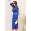 imagePRETTYGARDEN Womens 2024 Fall 2 Piece Outfits Track Suits Long Sleeve Crop Tops Bodycon Midi Skirt Slit Dress Matching SetsBlue