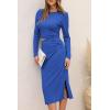 imagePRETTYGARDEN Womens 2024 Fall 2 Piece Outfits Track Suits Long Sleeve Crop Tops Bodycon Midi Skirt Slit Dress Matching SetsBlue