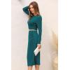 imagePRETTYGARDEN Womens 2024 Fall 2 Piece Outfits Track Suits Long Sleeve Crop Tops Bodycon Midi Skirt Slit Dress Matching SetsDark Green