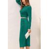 imagePRETTYGARDEN Womens 2024 Fall 2 Piece Outfits Track Suits Long Sleeve Crop Tops Bodycon Midi Skirt Slit Dress Matching SetsGreen
