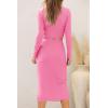 imagePRETTYGARDEN Womens 2024 Fall 2 Piece Outfits Track Suits Long Sleeve Crop Tops Bodycon Midi Skirt Slit Dress Matching SetsPink