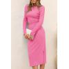 imagePRETTYGARDEN Womens 2024 Fall 2 Piece Outfits Track Suits Long Sleeve Crop Tops Bodycon Midi Skirt Slit Dress Matching SetsPink