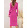 imagePRETTYGARDEN Womens 2024 Fall 2 Piece Outfits Track Suits Long Sleeve Crop Tops Bodycon Midi Skirt Slit Dress Matching SetsRose Red