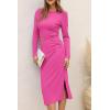 imagePRETTYGARDEN Womens 2024 Fall 2 Piece Outfits Track Suits Long Sleeve Crop Tops Bodycon Midi Skirt Slit Dress Matching SetsRose Red