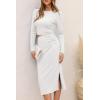 imagePRETTYGARDEN Womens 2024 Fall 2 Piece Outfits Track Suits Long Sleeve Crop Tops Bodycon Midi Skirt Slit Dress Matching SetsWhite