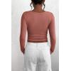 imagePRETTYGARDEN Womens 2024 Fall Long Sleeve Henley T Shirts Button Ribbed Knit Slim Fit Casual Basic Tops BlouseHeather Pink