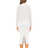 imagePRETTYGARDEN Womens 2024 Fall Two Piece Outfits Ribbed Knit Long Sleeve Pullover Sweater and Bodycon Midi Skirt SetsBeige White