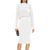 imagePRETTYGARDEN Womens 2024 Fall Two Piece Outfits Ribbed Knit Long Sleeve Pullover Sweater and Bodycon Midi Skirt SetsBeige White