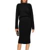imagePRETTYGARDEN Womens 2024 Fall Two Piece Outfits Ribbed Knit Long Sleeve Pullover Sweater and Bodycon Midi Skirt SetsBlack