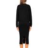 imagePRETTYGARDEN Womens 2024 Fall Two Piece Outfits Ribbed Knit Long Sleeve Pullover Sweater and Bodycon Midi Skirt SetsBlack