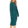 imagePRETTYGARDEN Womens 2024 Fall Two Piece Outfits Ribbed Knit Long Sleeve Pullover Sweater and Bodycon Midi Skirt SetsBlue Green