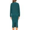 imagePRETTYGARDEN Womens 2024 Fall Two Piece Outfits Ribbed Knit Long Sleeve Pullover Sweater and Bodycon Midi Skirt SetsBlue Green