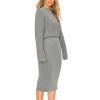 imagePRETTYGARDEN Womens 2024 Fall Two Piece Outfits Ribbed Knit Long Sleeve Pullover Sweater and Bodycon Midi Skirt SetsLight Grey