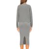 imagePRETTYGARDEN Womens 2024 Fall Two Piece Outfits Ribbed Knit Long Sleeve Pullover Sweater and Bodycon Midi Skirt SetsLight Grey
