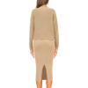 imagePRETTYGARDEN Womens 2024 Fall Two Piece Outfits Ribbed Knit Long Sleeve Pullover Sweater and Bodycon Midi Skirt SetsLight Khaki