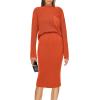 imagePRETTYGARDEN Womens 2024 Fall Two Piece Outfits Ribbed Knit Long Sleeve Pullover Sweater and Bodycon Midi Skirt SetsOrange