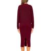 imagePRETTYGARDEN Womens 2024 Fall Two Piece Outfits Ribbed Knit Long Sleeve Pullover Sweater and Bodycon Midi Skirt SetsWine Red