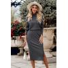 imagePRETTYGARDEN Womens 2024 Winter 2 Piece Tracksuit Long Sleeve Turtleneck Ribbed Top and Midi Skirt Dress SetsDark Grey