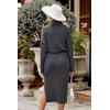 imagePRETTYGARDEN Womens 2024 Winter 2 Piece Tracksuit Long Sleeve Turtleneck Ribbed Top and Midi Skirt Dress SetsDark Grey