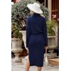 imagePRETTYGARDEN Womens 2024 Winter 2 Piece Tracksuit Long Sleeve Turtleneck Ribbed Top and Midi Skirt Dress SetsNavy