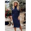 imagePRETTYGARDEN Womens 2024 Winter 2 Piece Tracksuit Long Sleeve Turtleneck Ribbed Top and Midi Skirt Dress SetsNavy