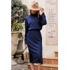 imagePRETTYGARDEN Womens 2024 Winter 2 Piece Tracksuit Long Sleeve Turtleneck Ribbed Top and Midi Skirt Dress SetsNavy