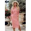 imagePRETTYGARDEN Womens 2024 Winter 2 Piece Tracksuit Long Sleeve Turtleneck Ribbed Top and Midi Skirt Dress SetsPink