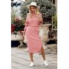 imagePRETTYGARDEN Womens 2024 Winter 2 Piece Tracksuit Long Sleeve Turtleneck Ribbed Top and Midi Skirt Dress SetsPink