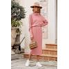 imagePRETTYGARDEN Womens 2024 Winter 2 Piece Tracksuit Long Sleeve Turtleneck Ribbed Top and Midi Skirt Dress SetsPink