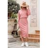 imagePRETTYGARDEN Womens 2024 Winter 2 Piece Tracksuit Long Sleeve Turtleneck Ribbed Top and Midi Skirt Dress SetsPink
