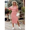 imagePRETTYGARDEN Womens 2024 Winter 2 Piece Tracksuit Long Sleeve Turtleneck Ribbed Top and Midi Skirt Dress SetsPink