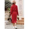 imagePRETTYGARDEN Womens 2024 Winter 2 Piece Tracksuit Long Sleeve Turtleneck Ribbed Top and Midi Skirt Dress SetsRed