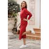 imagePRETTYGARDEN Womens 2024 Winter 2 Piece Tracksuit Long Sleeve Turtleneck Ribbed Top and Midi Skirt Dress SetsRed