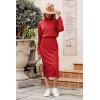 imagePRETTYGARDEN Womens 2024 Winter 2 Piece Tracksuit Long Sleeve Turtleneck Ribbed Top and Midi Skirt Dress SetsRed