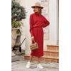 imagePRETTYGARDEN Womens 2024 Winter 2 Piece Tracksuit Long Sleeve Turtleneck Ribbed Top and Midi Skirt Dress SetsRed