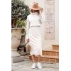 imagePRETTYGARDEN Womens 2024 Winter 2 Piece Tracksuit Long Sleeve Turtleneck Ribbed Top and Midi Skirt Dress SetsWhite