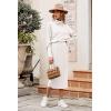 imagePRETTYGARDEN Womens 2024 Winter 2 Piece Tracksuit Long Sleeve Turtleneck Ribbed Top and Midi Skirt Dress SetsWhite