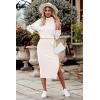 imagePRETTYGARDEN Womens 2024 Winter 2 Piece Tracksuit Long Sleeve Turtleneck Ribbed Top and Midi Skirt Dress SetsWhite