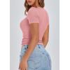 imagePRETTYGARDEN Womens 2025 Summer Short Sleeve Tops Ribbed Knit Henley Button Up Slim Fit Basic Casual T Shirts BlousePink
