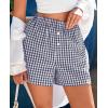 imagePRETTYGARDEN Womens Boxer Shorts 2025 Summer Casual Lounge Sleep Gingham Pajama Y2K Plaid Short Pants with PocketsDark Blue