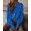 imagePRETTYGARDEN Womens Dressy Casual Lace Blouse Long Sleeve Button Up Shirts Tops Fall Fashion ClothesBlue