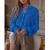 imagePRETTYGARDEN Womens Dressy Casual Lace Blouse Long Sleeve Button Up Shirts Tops Fall Fashion ClothesBlue